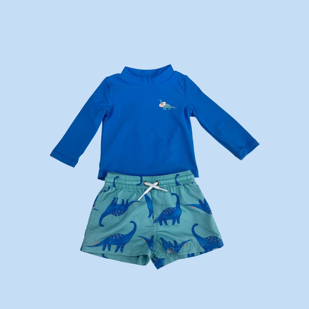Carters Just One You Dinosaur Rash Guard and Swim Trunks Set 9M